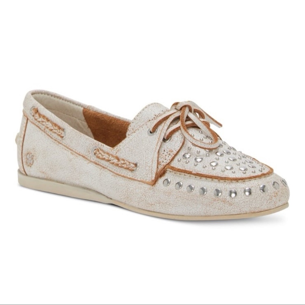 Lucky Brand Cream Loafers with Silver Studs